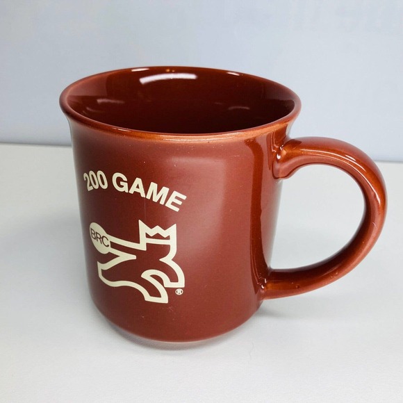 Vintage BRC 200 Game Brunswick Recreation Bowling Center Mug Brown EUC - Picture 2 of 9